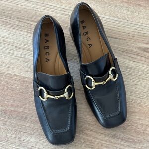 Barca Elegant Black Flats with Gold Detailing